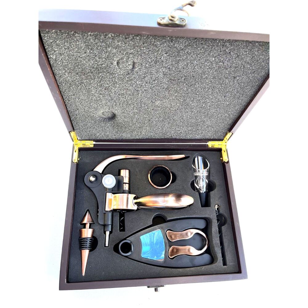 Kitchen Supreme Rabbit Corkscrew Wine Opener 7-Piece Set w/ Wooden Gift Box